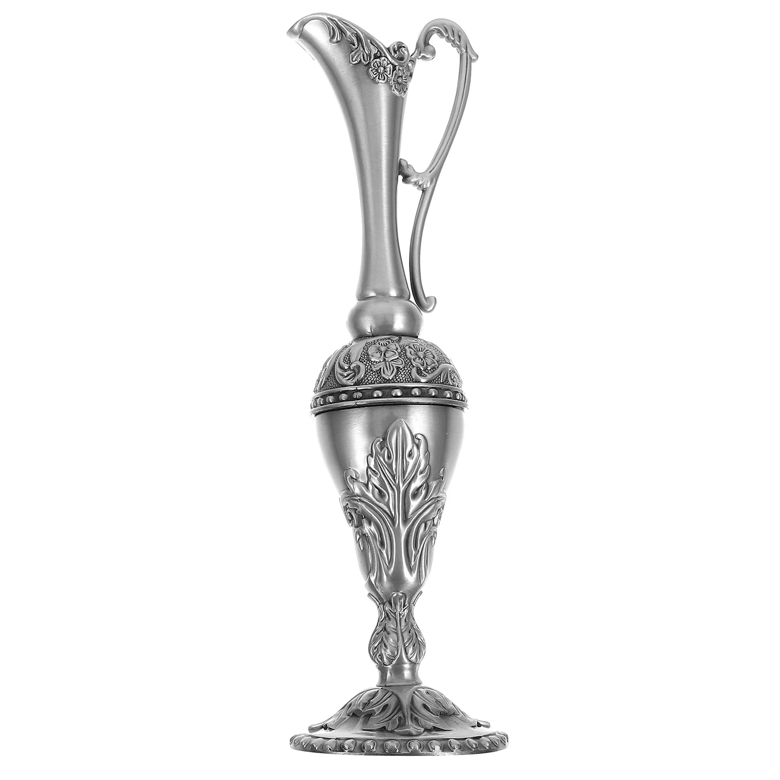 

Silver Plated European Holy Water Bottle Zinc Alloy Exquisite Floral Design Home Office Decor Christian Water Bottle