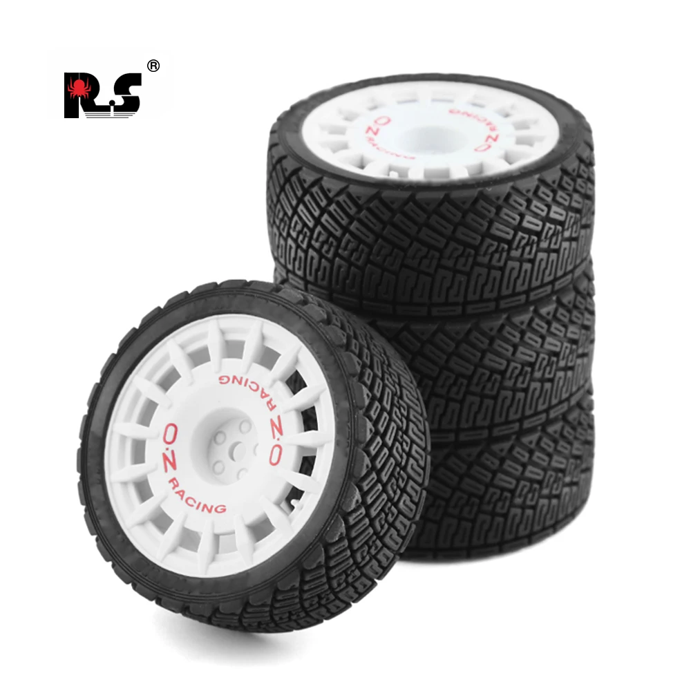 

4pcs Plastic Wheel Rim Rubber Tire Universal For All 1/10 RC Rally On-Road Racing TAMIYA TT02 XV01 HSP 94123 HPI KYOSHO TA06