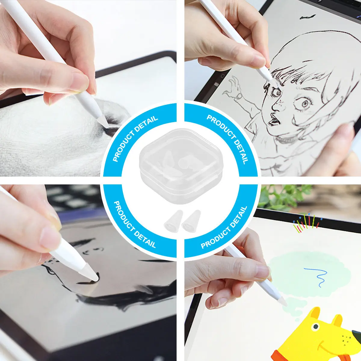 8Pcs Stylus Cover Silicone Anti-Slip Protective Nib Sleeve for Pencil 1 2 Accurate Drawing Writing Reduced