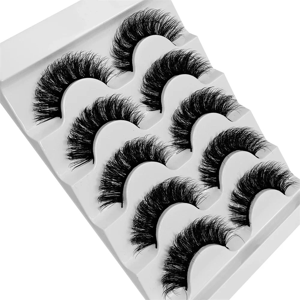 5 Pairs Cat Eye Eyelashes 3D Natural False Lashes D Curling Fluffy Soft Cross Manga Lashes Wispy Natural Eyelash Extension