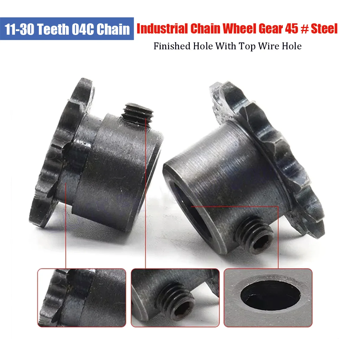 1 ชิ้น 11-30 ฟัน 04C/25 H เกียร์โซ่ 45 #   เหล็กอุตสาหกรรมเฟืองล้อมอเตอร์โซ่เฟืองสําเร็จรูปรูเจาะ 5 มม.-16 มม