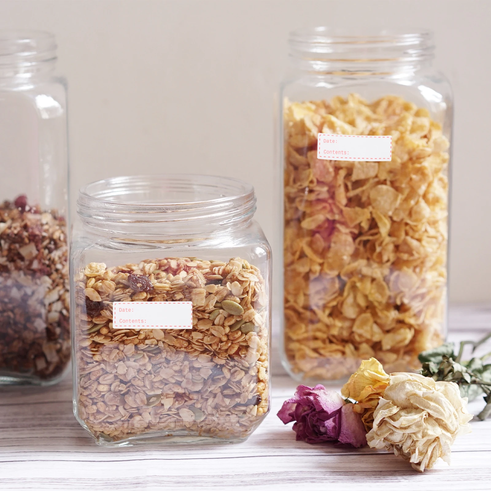 

Kitchen Label Stickers Food Storage Labels Self Adhesive Container for Jars Red Paper
