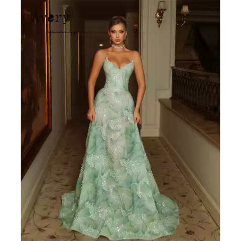 Avery Custom Green A Line Sweetheart Off Shoulder Dress Party Dresses Luxury 2026 Long Prom Dress Formal &amp; Evening Gowns Elegant