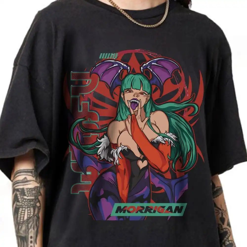 Darkstalkers Morrigan Aensland Anime Graphic T-Shirt Cotton Men Women Streetwear Tee