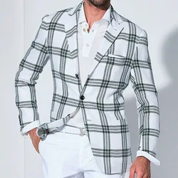 Jane-15 Cross-border men's plaid casual suit light business plaid printed men's top source factory wholesale Amazon