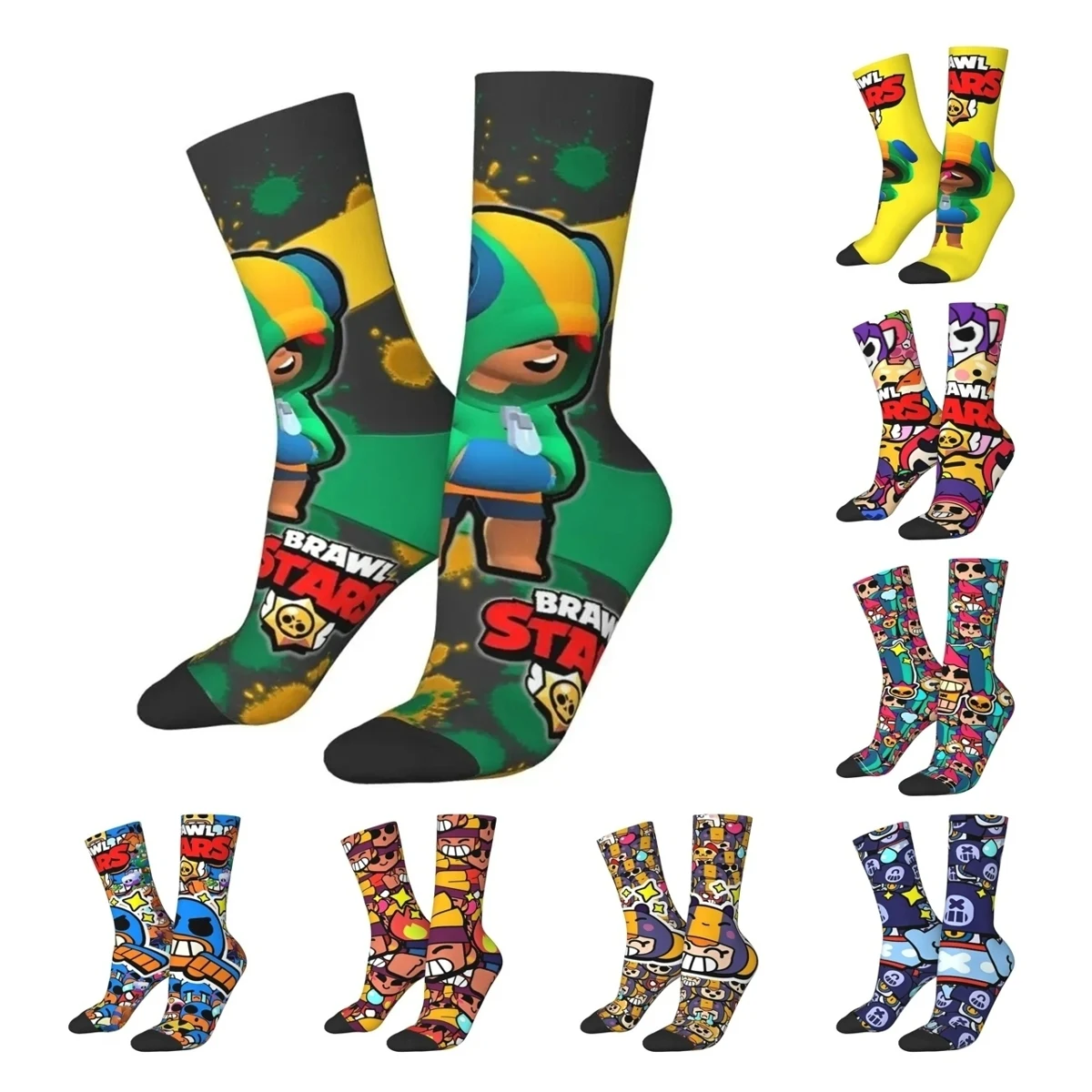 Brawling-Heros Game Leon Socks Men Women Polyester Funny Happy Socks Novelty Spring Summer Autumn Winter Middle Tube Socks Gifts