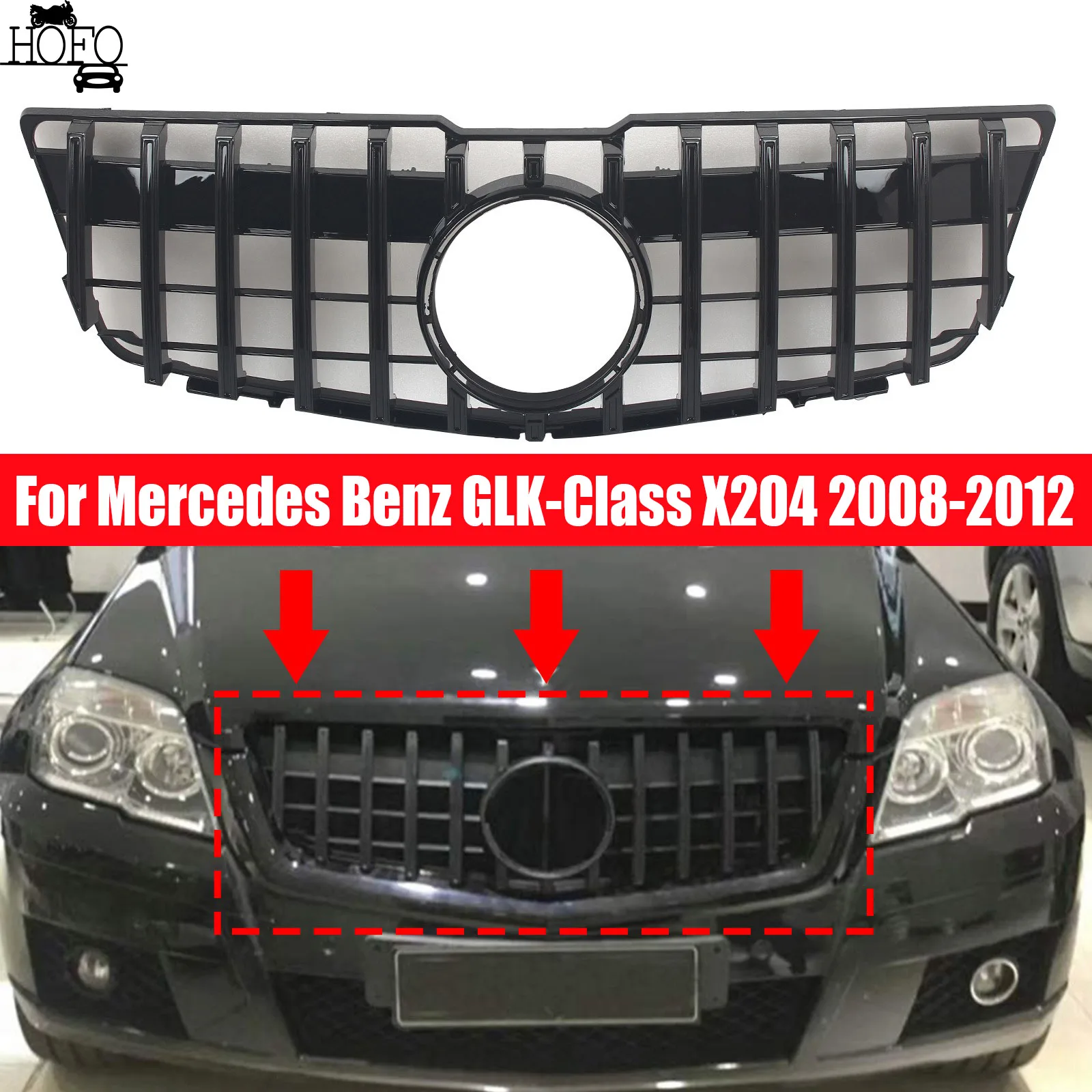 

Car Front Racing Grille Bumper Grilles Replacement Part For Mercedes Benz GLK-Class X204 2008-2012 GT Style