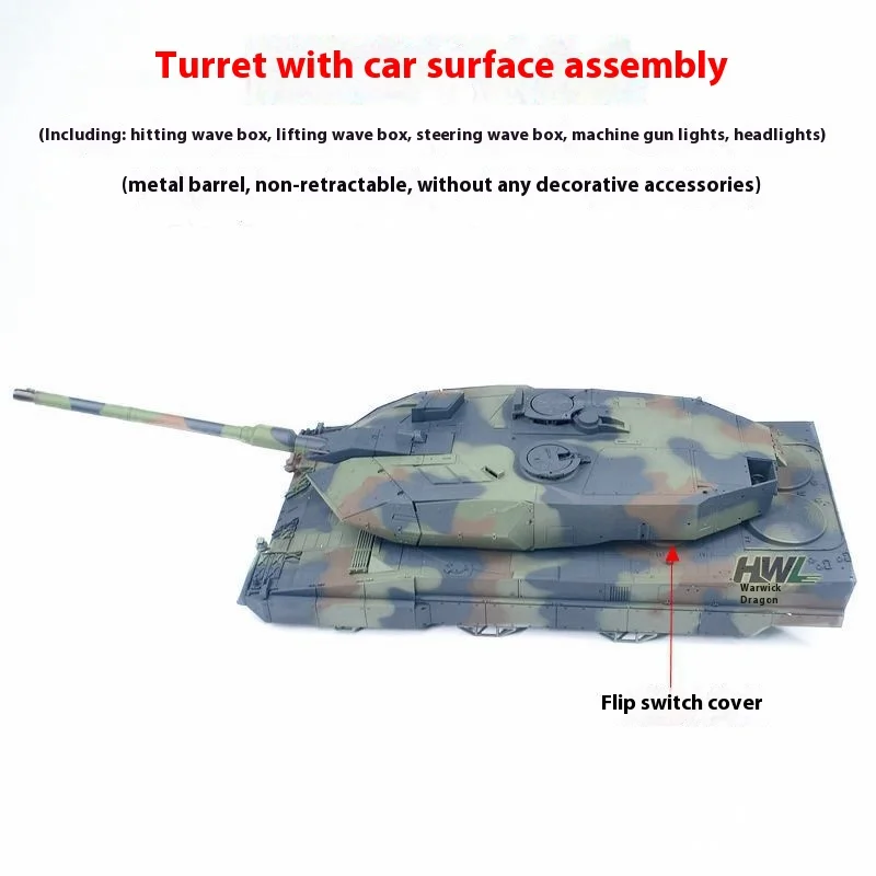 Henglong-accesorios para tanque de coche, chasis de plástico Leopard 2A6, superficie de coche, superficie de torreta, parte inferior, tubo de cañón telescópico, 3889