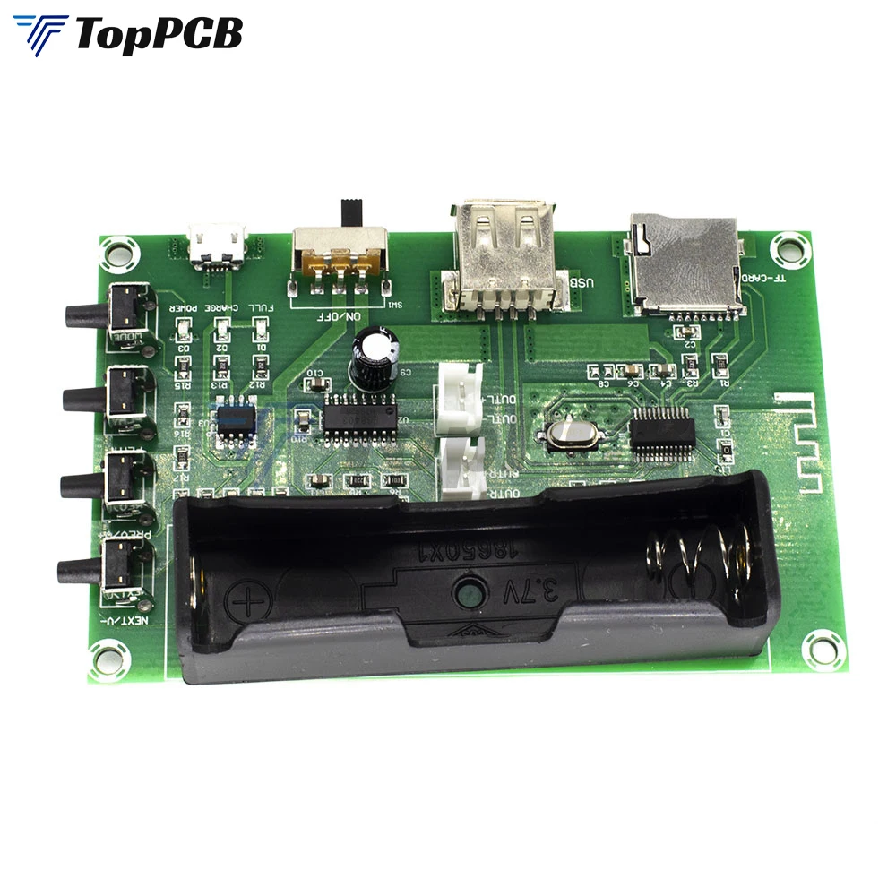 5W+5W PAM8403 Mini Bluetooth Audio Power Amplifier Board Onboard 18650 Lithium Battery UPS Power with USB TF Card for Speaker