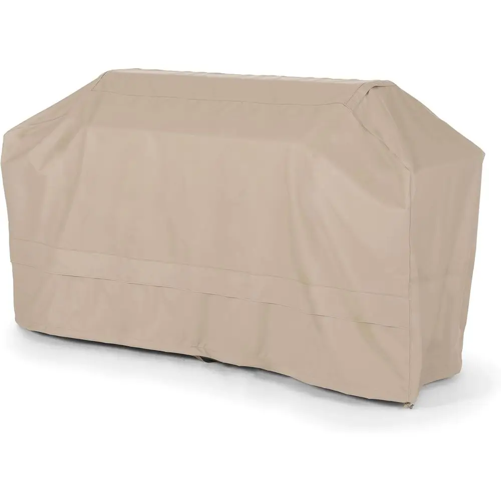Weatherproof Heavy-Duty BBQ Cover for Large Islands, 110 Ultima 600D Polyester, Ripstop Tan