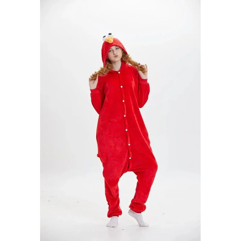 (#^.^#) 2026 New Animal Adult Elmo Sesame Cookie Pajamas Monsters Family Party Onesies Cosplay Costumes For Women Men →_→LOOK ME