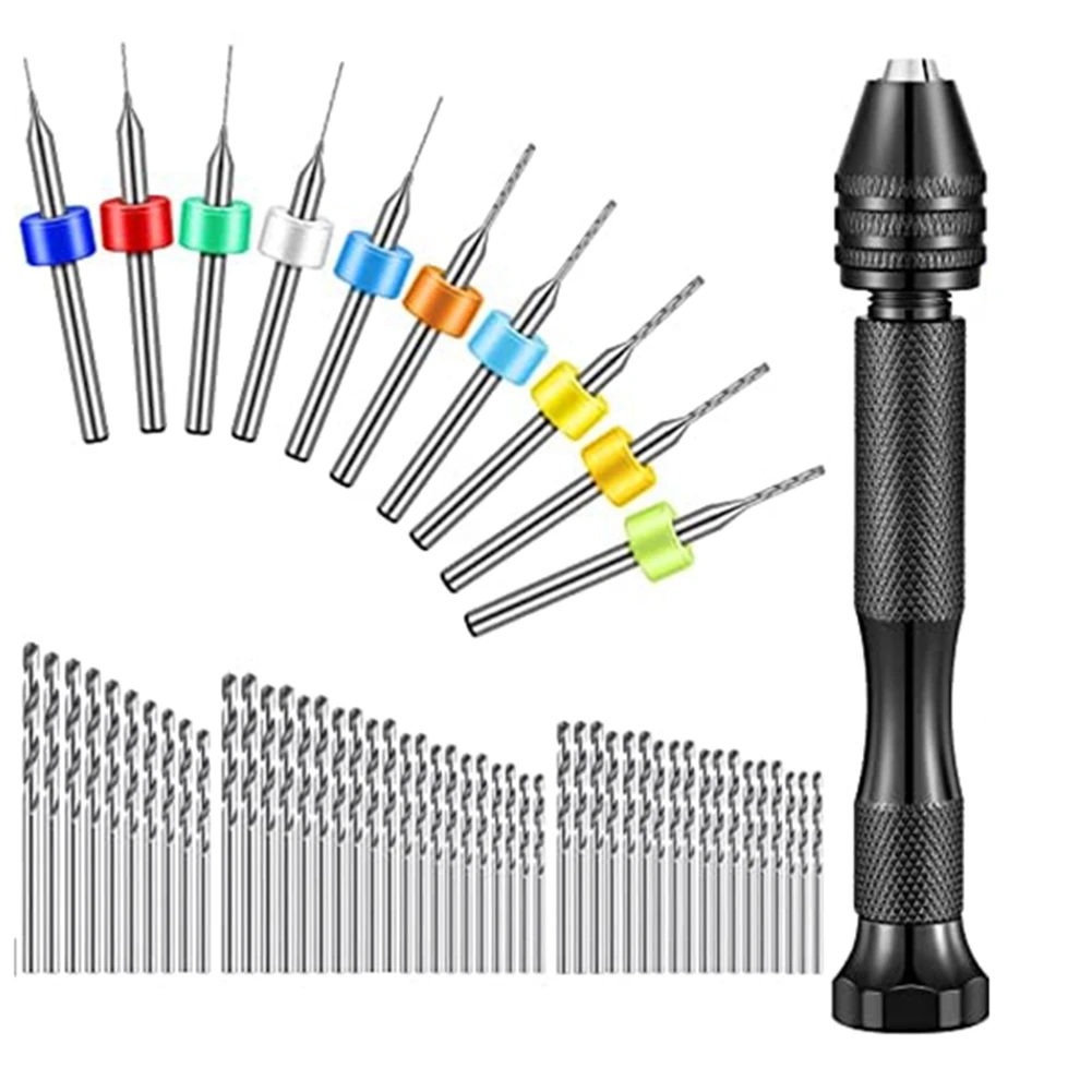 Juego de brocas manuales de 59 Uds., 49 Uds. De tornillo de banco de Metal, Mini brocas helicoidales y herramientas rotativas de PCB de carburo de 10 Uds.