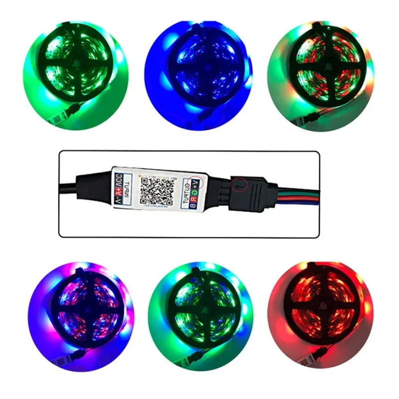 بلوتوث RGB صغير ، شريط إضاءة ليد ، موسيقى USB ، 5 فولت ، وحدة تحكم ، SMD #5