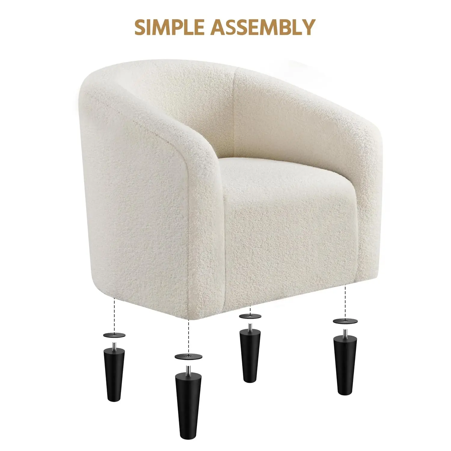 Compact Sherpa Accent Chairs Set of 2 for Small Spaces Ivory, Customized