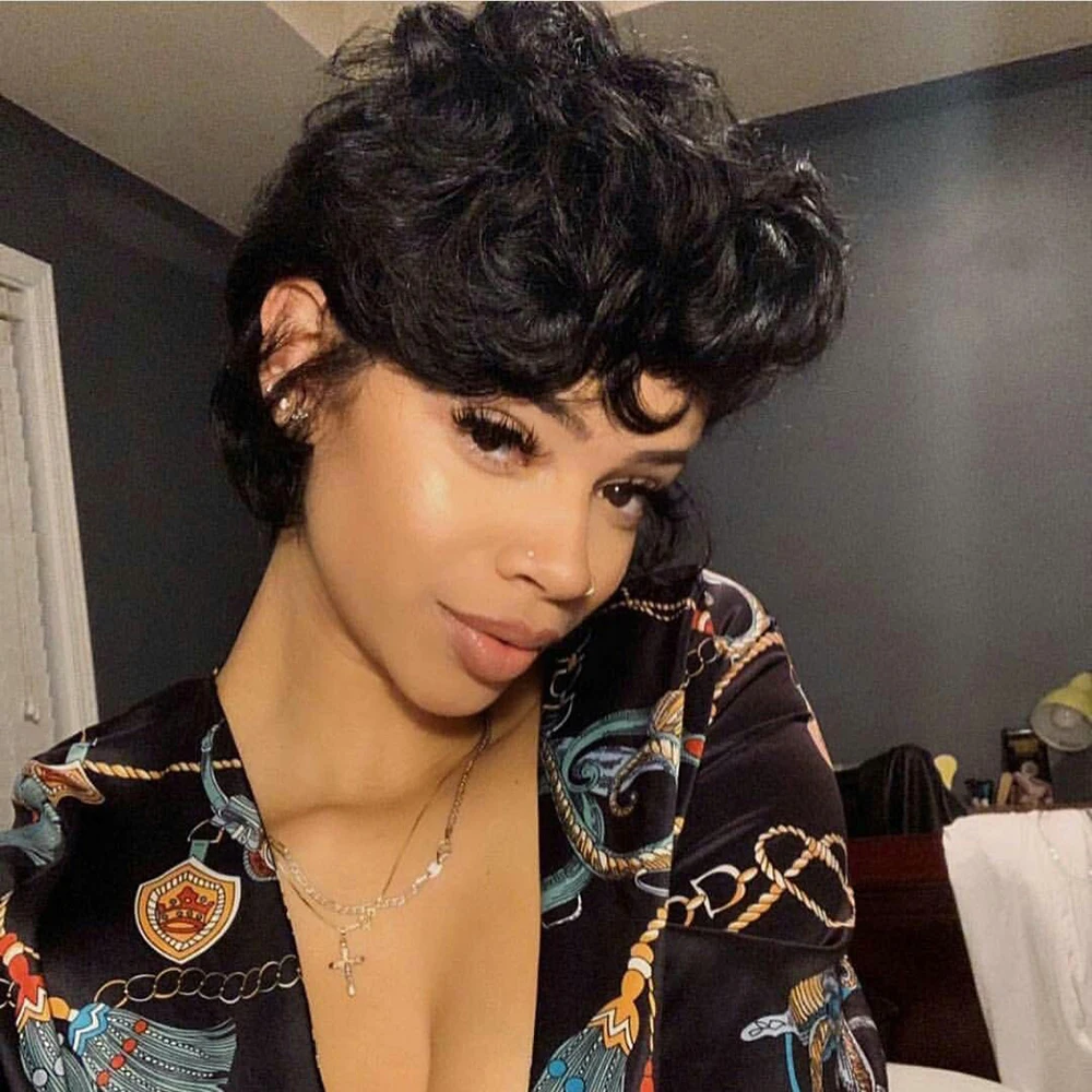 Black Curly Pixie W… - image