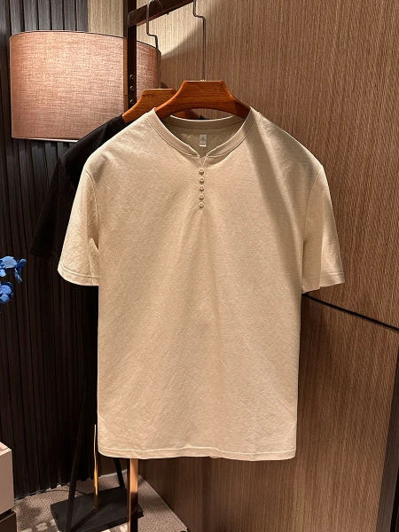 

Легкая трикотажная футболка с бейсбольным воротником, однотонная, универсальная, мужская, летняя, новая, дышащая, из хлопка.