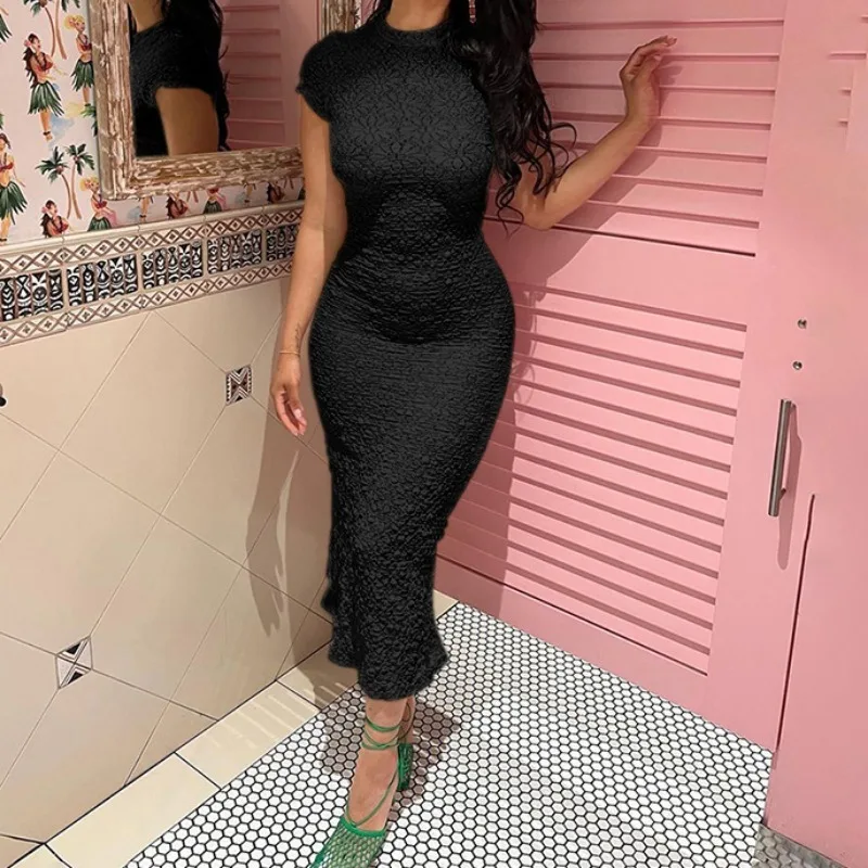 

Women's Summer White High Waist Zipper Split Dress Temperament Commuting Female Clothes Sexy Spicy Girl Skinny Fashion Dresses