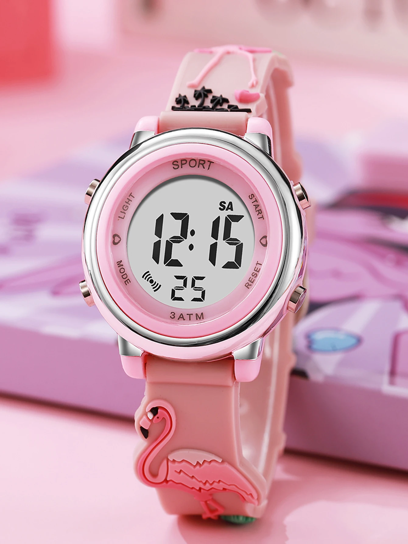 

Симпатичные силиконовые электронные часы с розовым фламинго и ремешком для подарков на Рождество и Хэллоуин