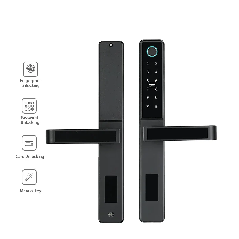 

Safe bolt latch with key code password security guarantee with tthotel APP self-lock solid sliding door smart lock