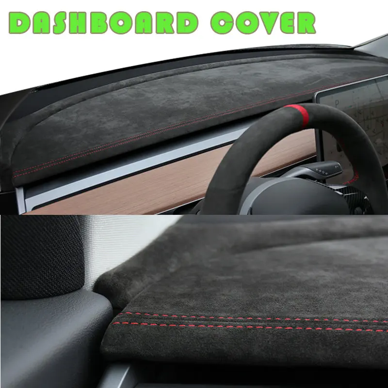Custom in Alcantara Car Dashboard Cover for Tesla Model 3 Y 2016-2021 Auto Modification Mat Shade Cushion Pad Carpets Covers