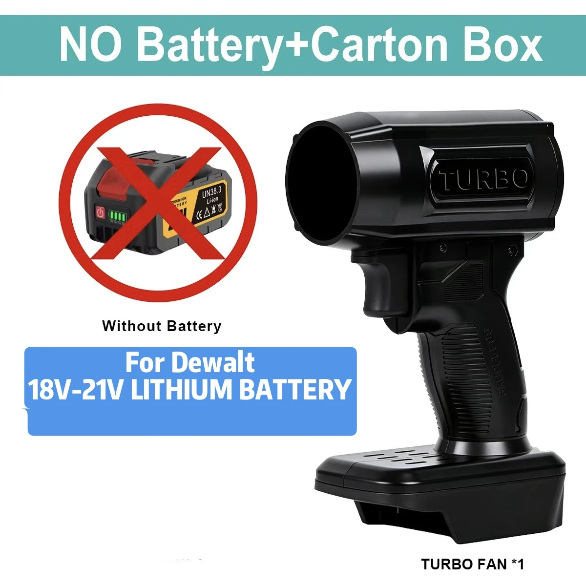 

Fulguris Brushless Electric Turbo Blowers Jet Fan 200M/S Handheld Leaf Blower Dust Blowing for Dewalt 18V-21V Battery Pins