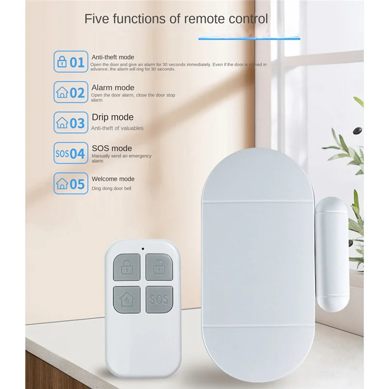 Hot-Tuya Wireless Smart Door Window Sensor Alarm Remote Control Operation Burglar Alarm For Home Door Window Dual Remote