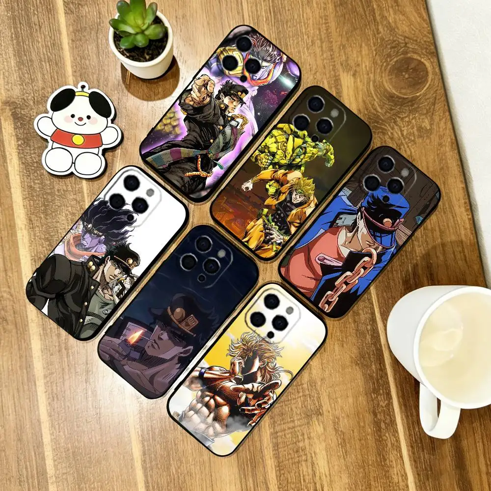 JoJo Bizarre Adventure Phone Case For iPhone 17,16,15,14,13,12,11 Plus,Pro Max,XS,Soft Silicone Black Cover