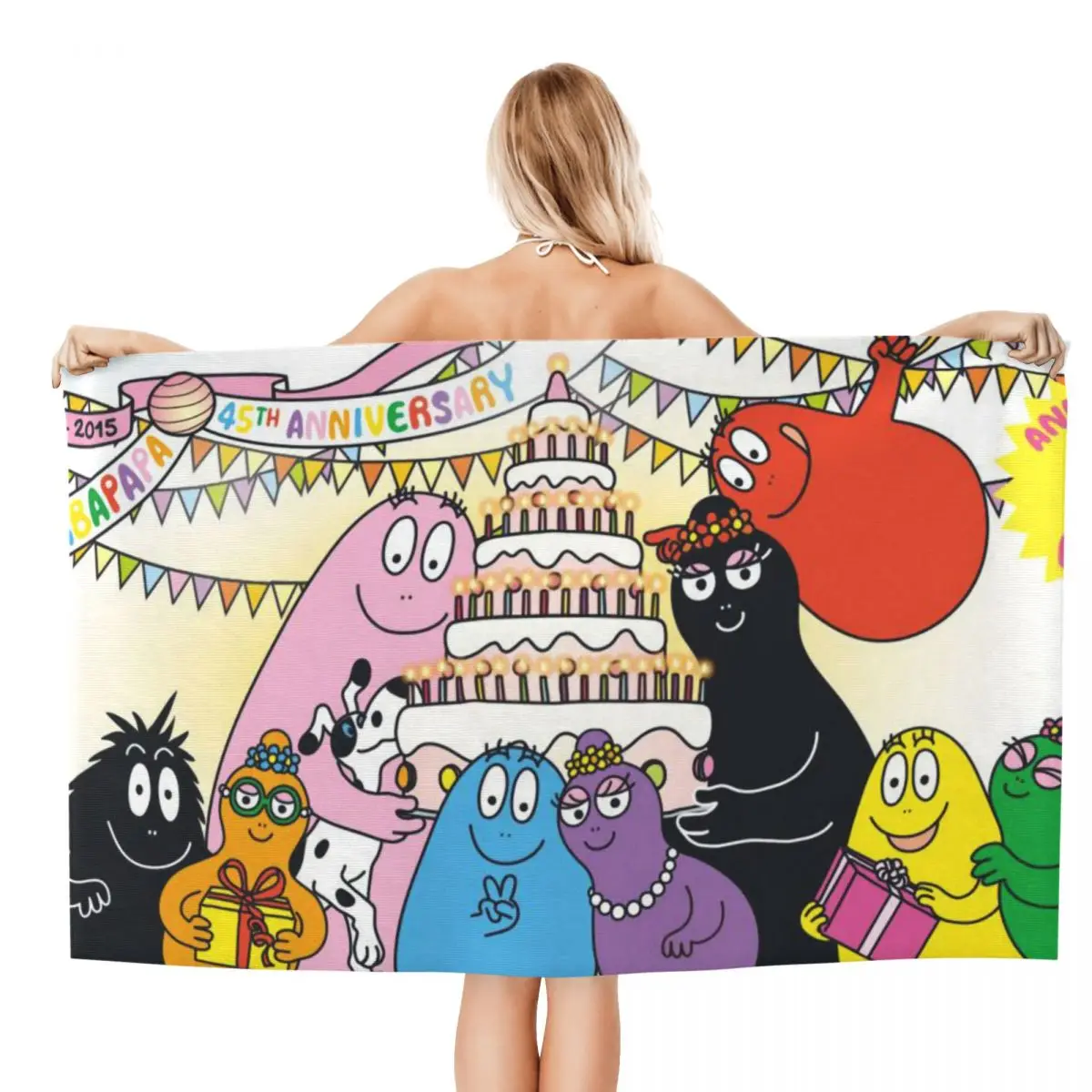 Customized Barbapapa 45th Anniversary Quick Drying Microfiber Bath Beach Towel Breathable Sauna Bathroom Towels