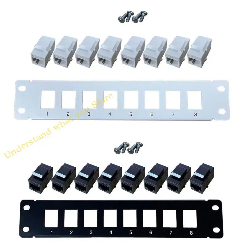 J60A 8-Port CAT5e Shielded Patch Panel RJ45 10G Ready Metal Housing Color-Coded Labeling for T568A and T568B Wiring