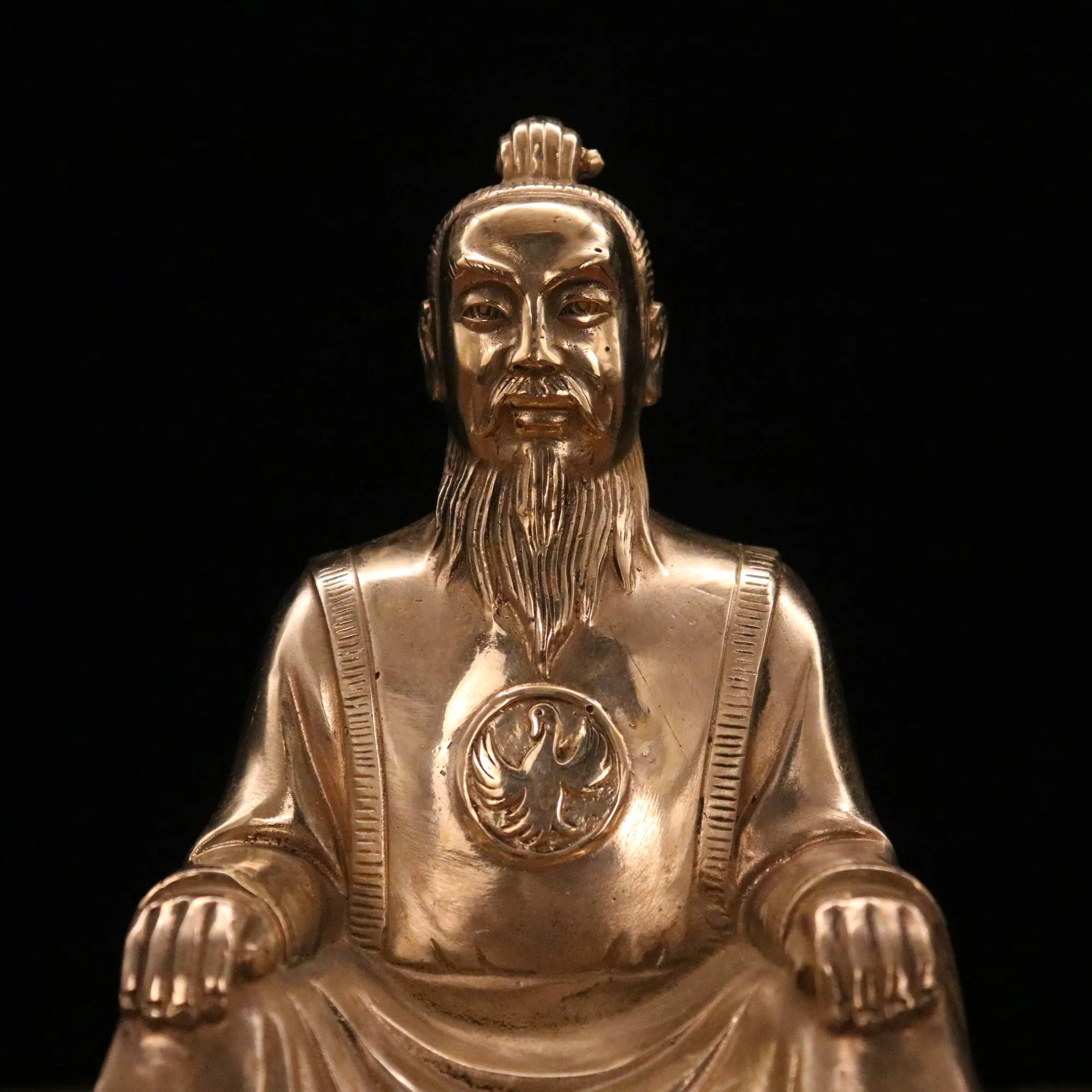 Brass Yao Di Statue - Elegant Home Decor and Craft Sculpture for Entrance, Tea Table, and Living Room Accent Piece