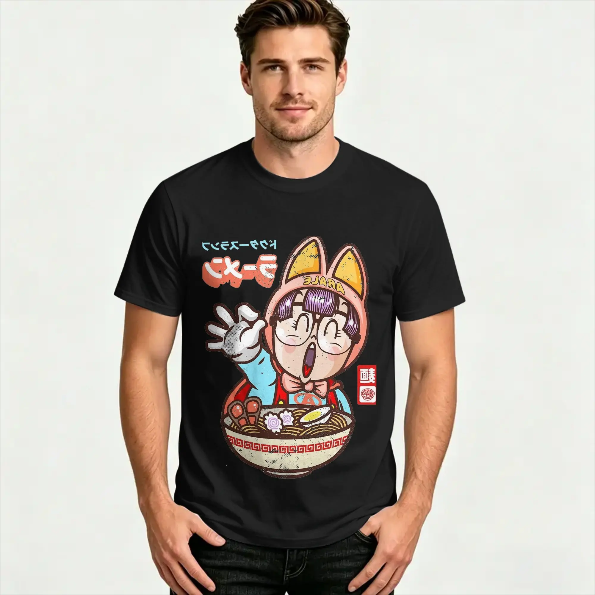 Arale Anime Cute T Shirt 100% Cotton Novelty T-Shirts Round Collar Dr Slump Tee Shirt Short Sleeve Clothes Birthday Present