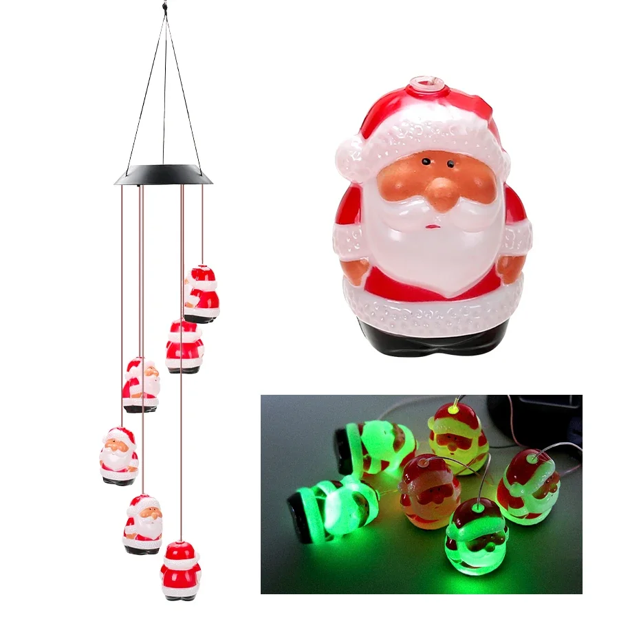 الملونة سانتا كلوز الكرة ضوء الشمس مصابيح تعليق للزينة 2025 عيد الميلاد السنة الجديدة الديكور غرفة نوم فناء الرياح الرنين مصابيح #6