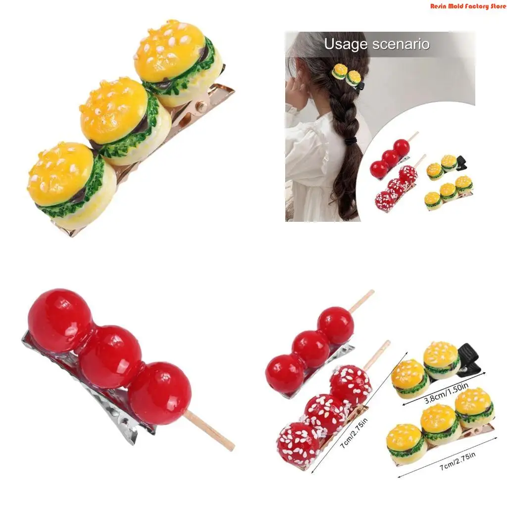 

MXME Novelty Hair Pin Candied Haws/Burger Hairclip All Age Hair Shaping Accessories