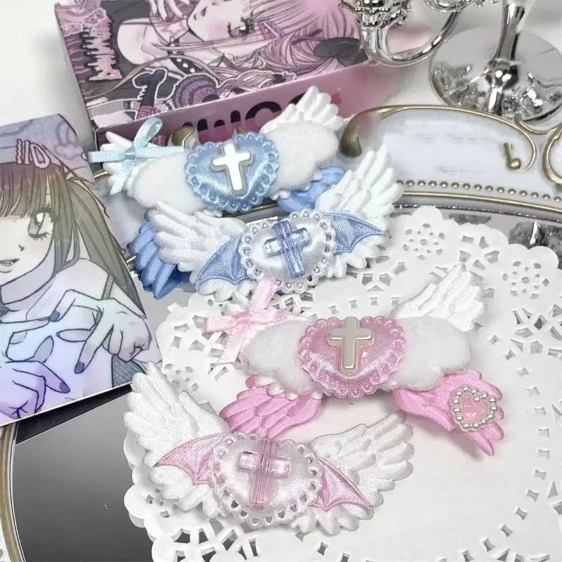 2/3 Stück Y2K Harajuku Haarspangen Gotische Herz-Engelsflügel Haarclips Damen Schmuck Punk Mode Haarklammern DIY Lolita Haaraccessoires – Detail 1