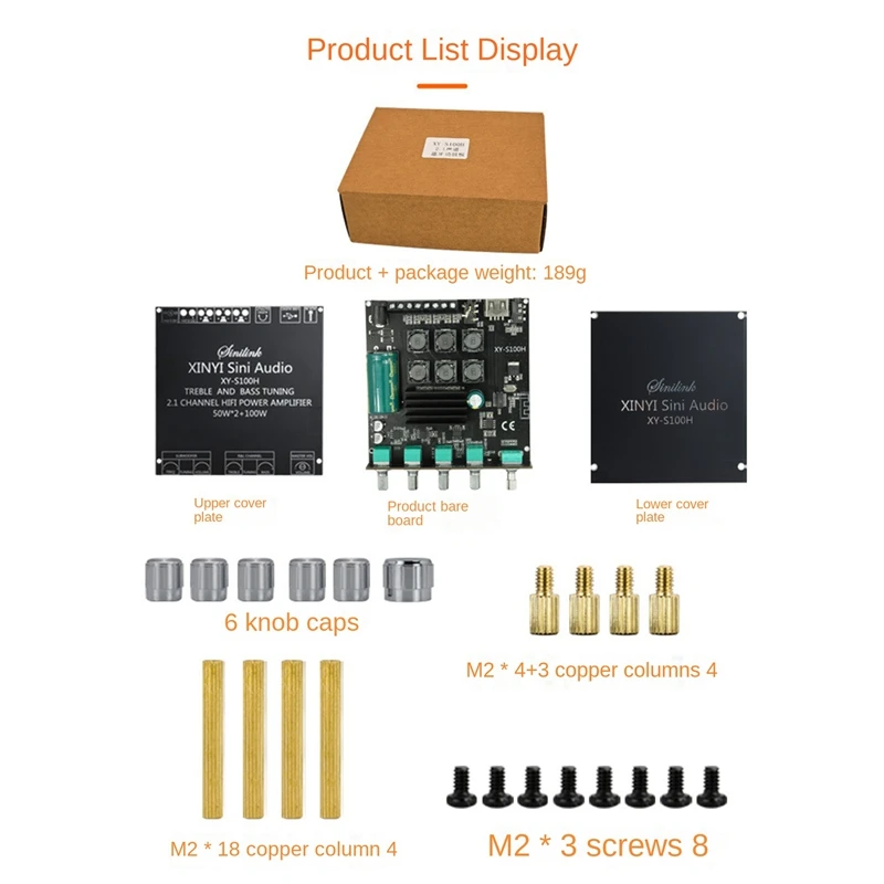 XY-S100H 2.1 Channel Bluetooth Amplifier Board TPA3116D2 Subwoofer BT5.0 Audio Module DC5-26V