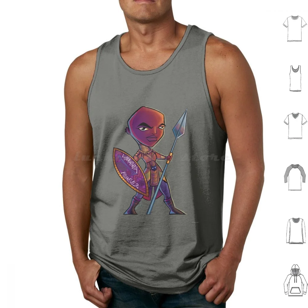 Wakanda Forever! Tank Tops Print Cotton Wakanda Dora Milaje Fan Art Okoye Wakanda Forever Killmonger T Challa