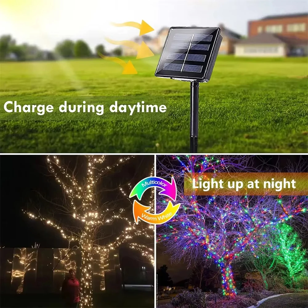 LED Solar Powered Lamp Outdoor Solar Lights Garland Waterproof Fairy Light Christmas Decor Party Wedding New Year's Decoration