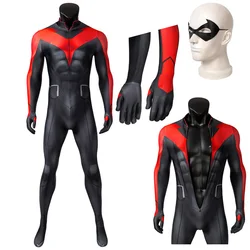 Night Titan Robin 3D Printing Jumpsuit Judas Halloween Carnival Contract Wing Cosplay Dick Grayson Zentai Costume With Eye Mask