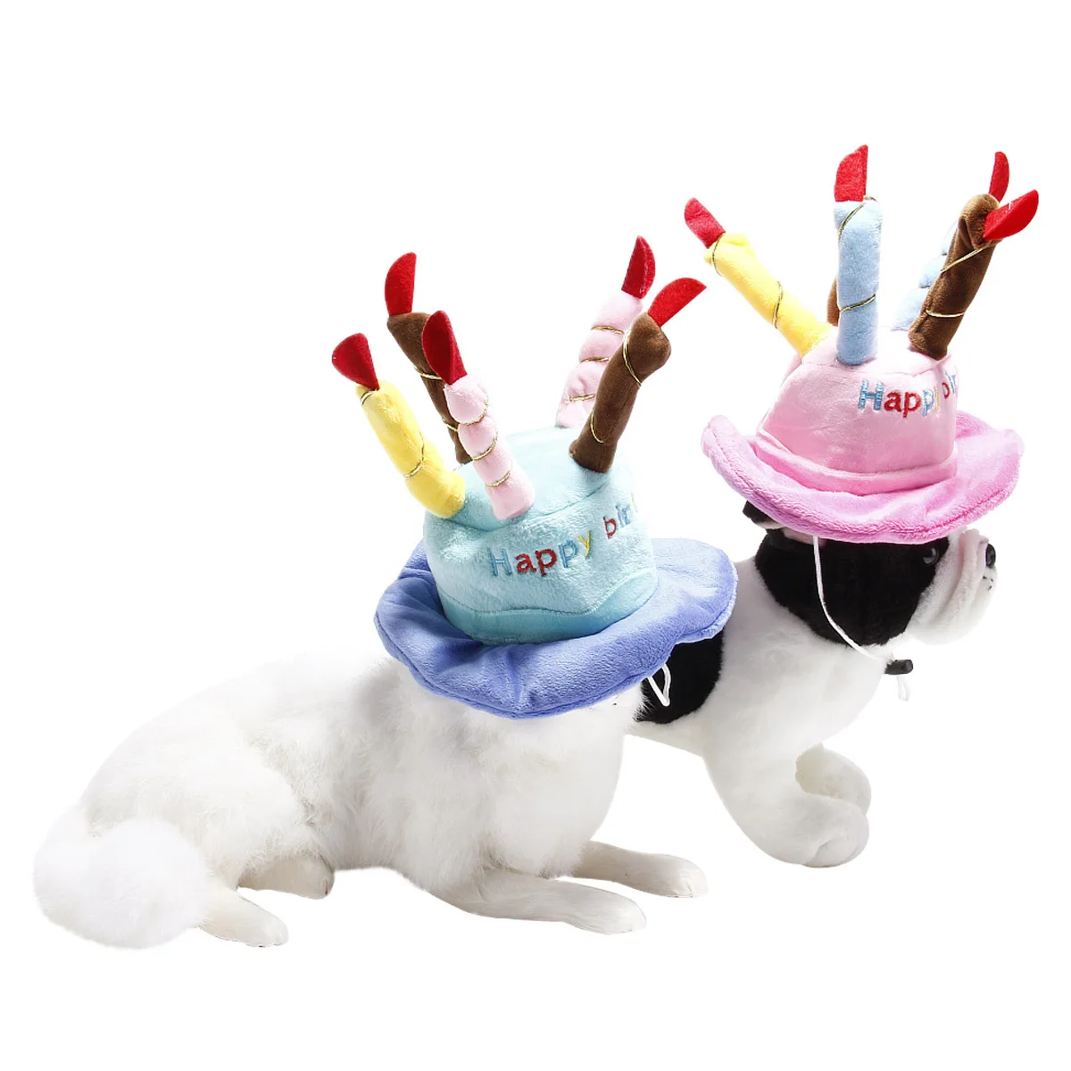 Cute Pet Birthday Cake Hat With Candle Decor For Cats Dogs Party Headwear For Christmas Holiday Celebrations Blue Pink Options