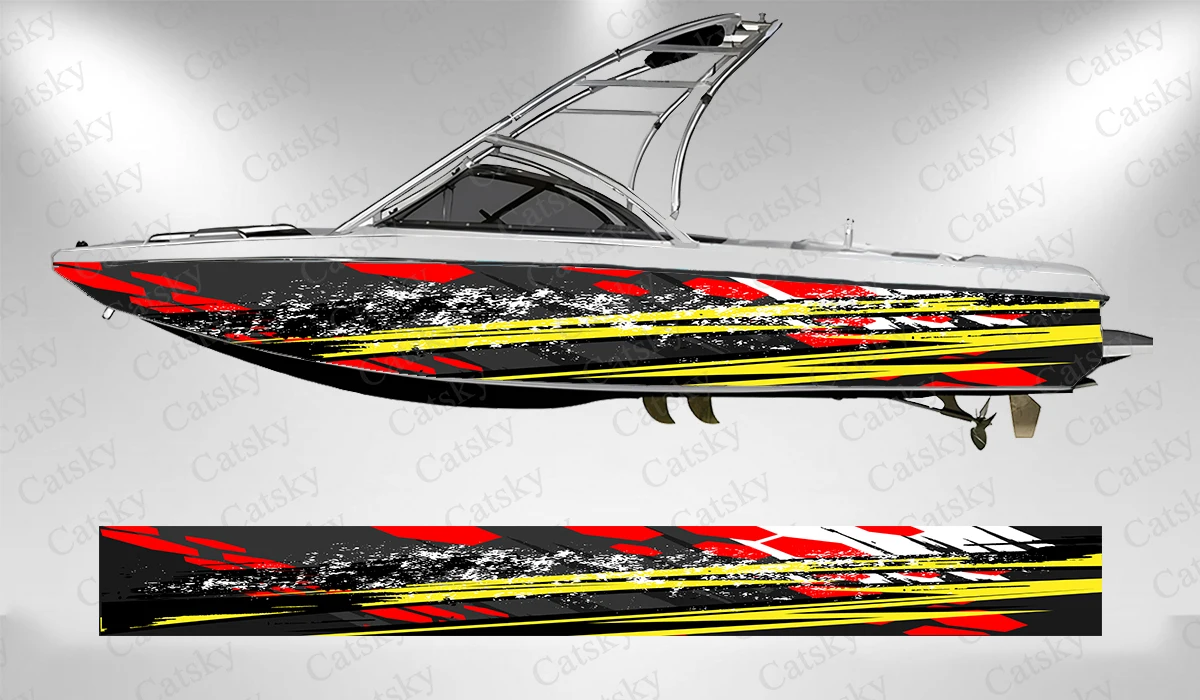 Colorful stripes lightning abstract graphics Boat sticker vinyl boat pontoon deck boat fishing decorative pontoon boats decal