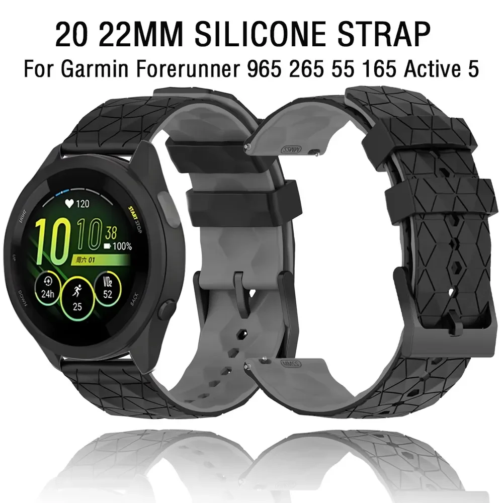 가민 포러너 970 570 965 955 265 55 165 베뉴 3용 22/20mm 실리콘 스트랩, 가민 액티브 6/5용 부드럽고 편안한 손목밴드