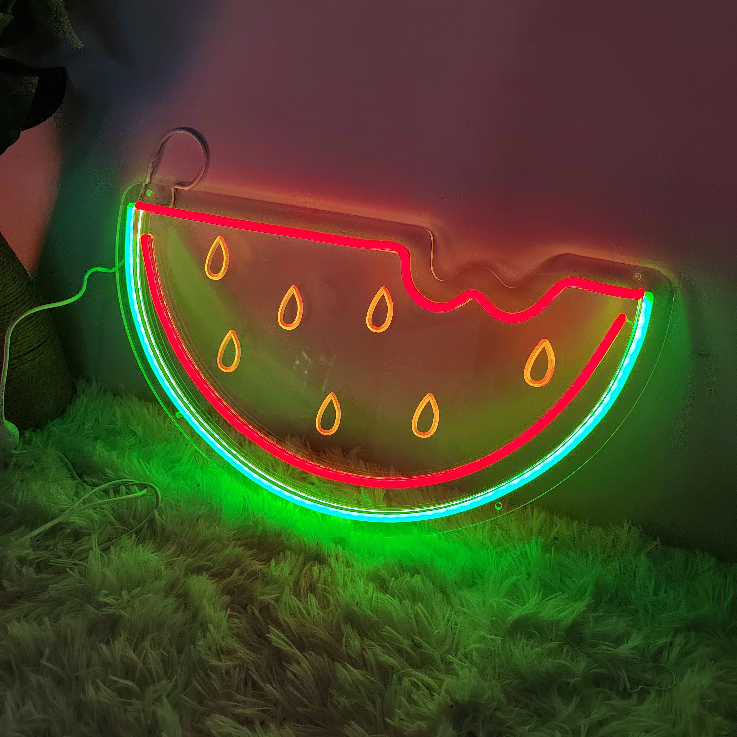 Neon Light Watermelon Luminous LED Coffee Pizza Sign Party Bar Restaurant Shop Birthday Reunion Room Mural  Art Wall Decoration