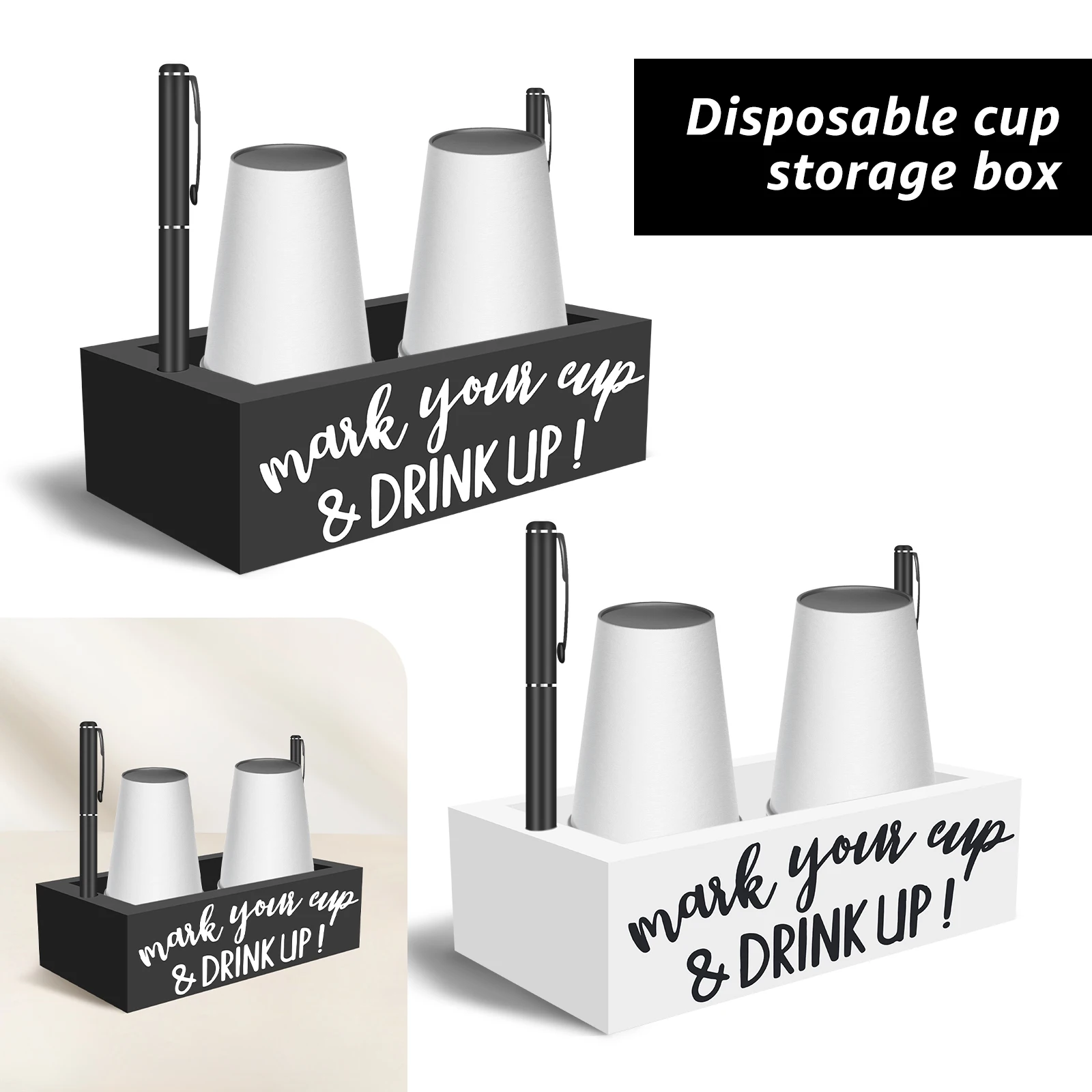 

Одноразовый подстаканник, деревянная стойка для хранения стаканов с отверстиями для маркеров, большая вместительная многофункциональная барная стойка для хранения чашек для кухни