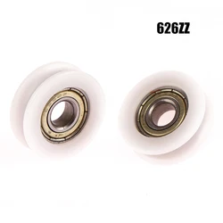 White Moving Door And Window Slide Wheel 626 Bearing Pulley 6*22*7MM Planar Wheel U-shaped Groove Nylon Pad Injection Material