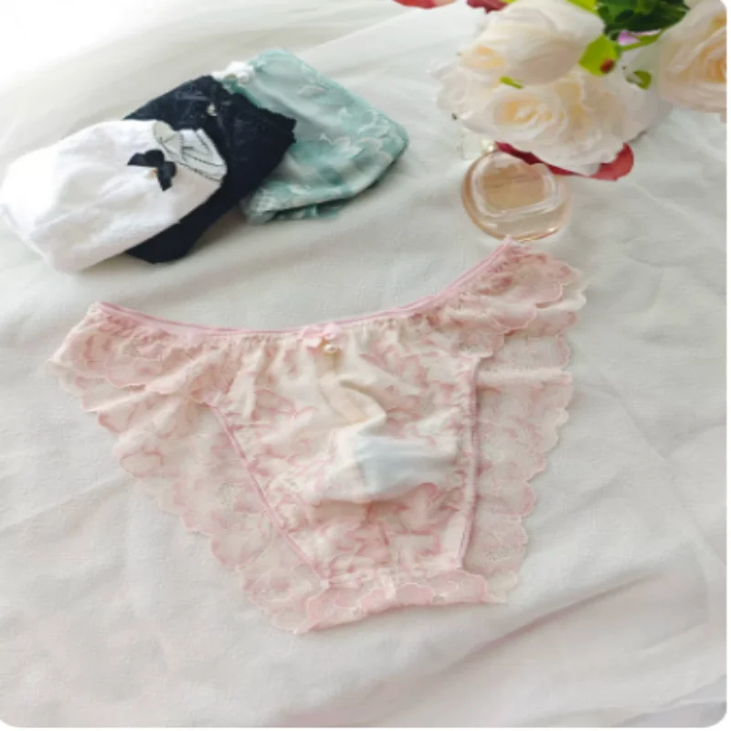 Sous-vêtements pour homme, caleçons à volants en dentelle florale, cadeaux Harajuku BF, lingerie sexy LGBQT