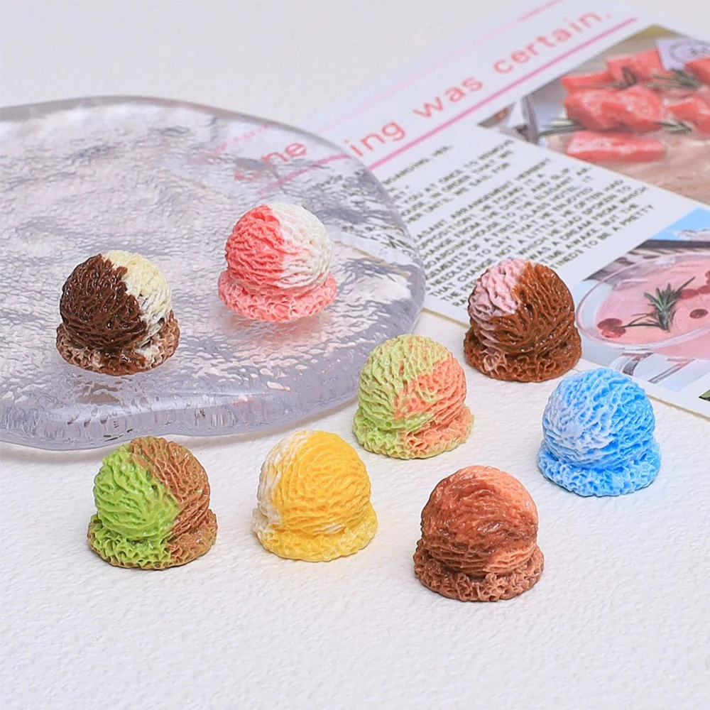 10PCS Ice Cream Ball Series Miniature Flat Back Resin Cabochons For Hairpin Scrapbooking DIY Home Decor Craft Accessories - view 4
