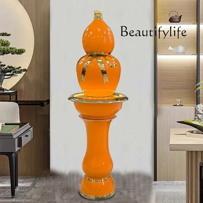 Ceramic gourd lucky water ornament floor circulation water living room landscape fountain humidifier fish tank