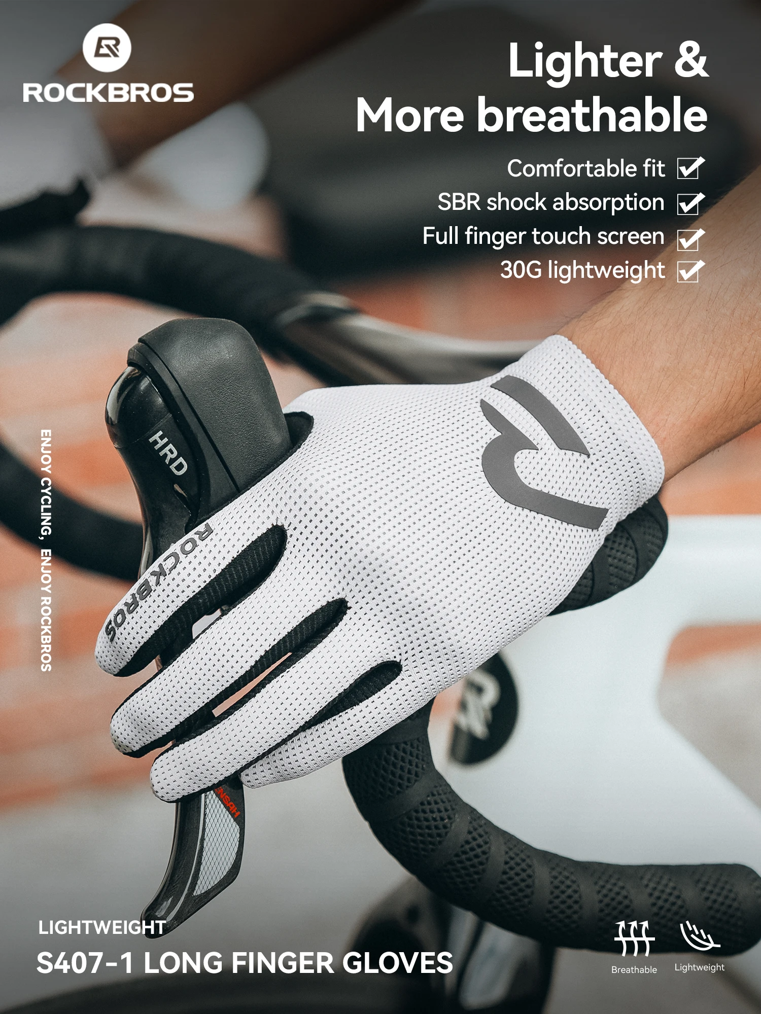 AliExpress ROCKBROS Bicycle Full Finger Gloves Fingertip Touch Screen Bike Gloves Breathable Non-slip Shock Absorbing Palm Pad Bike Gloves
