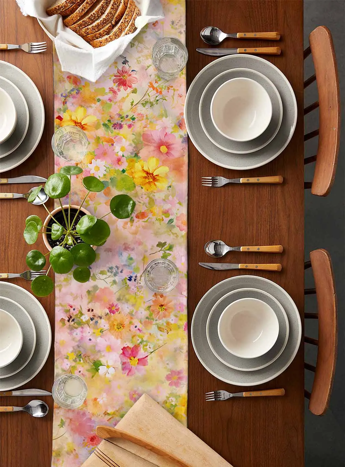 Spring Flowers Oil Painting Abstract Table Runner Wedding Dining Table Decoration Table Runner Holiday Dining Tablecloth