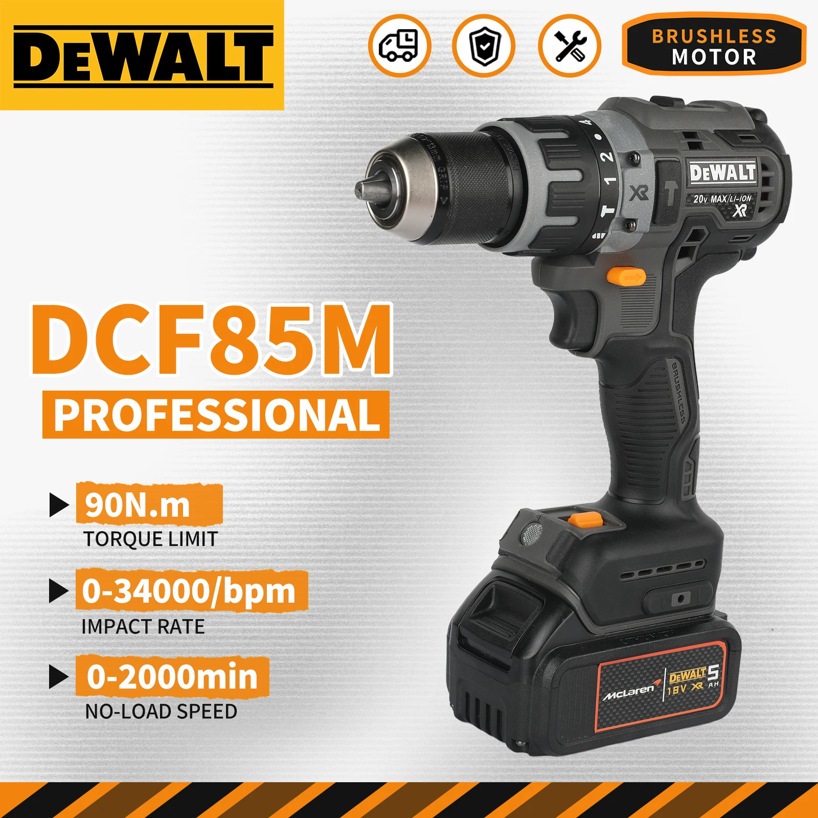 DEWALT DCD85M High Torque Cordless Drill 20V 0-650/2000RPM Stepless Speed For Job Site Construction & DIY Renovation Work